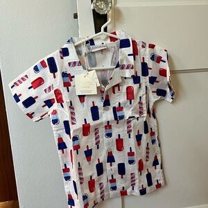 Rachel Riley White Shirt with Red and Blue Popsicle Print